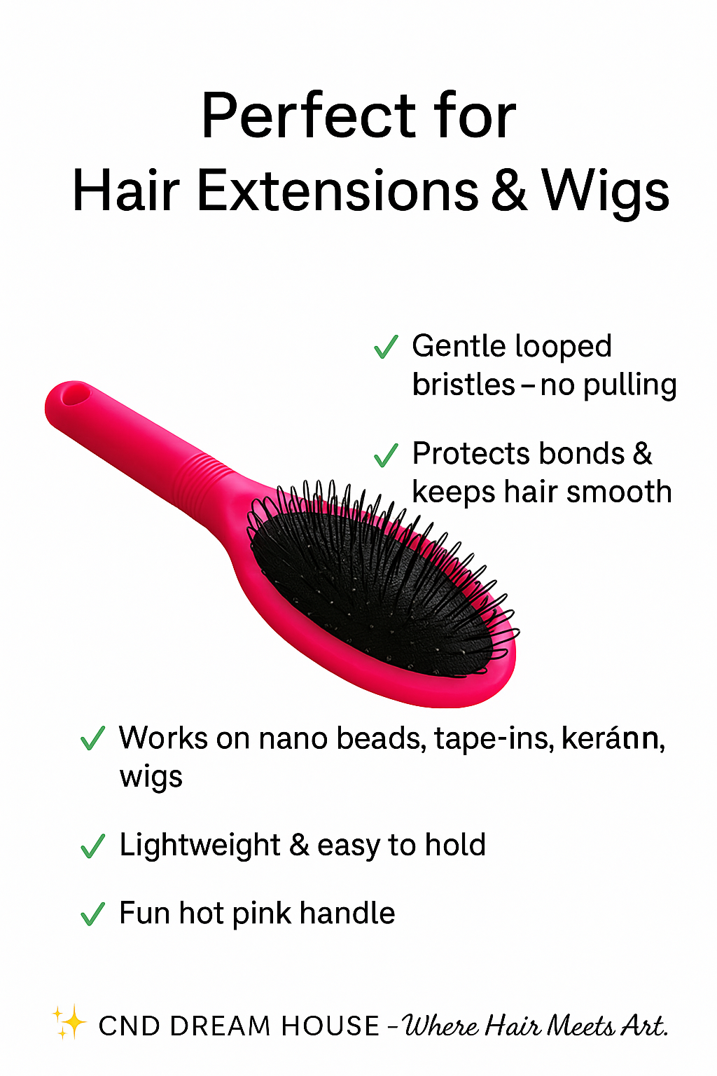 Detangling Hair Brush – Pink Handle with Flexible Bristles | Gentle on Scalp | Ideal for Wet & Dry Hair