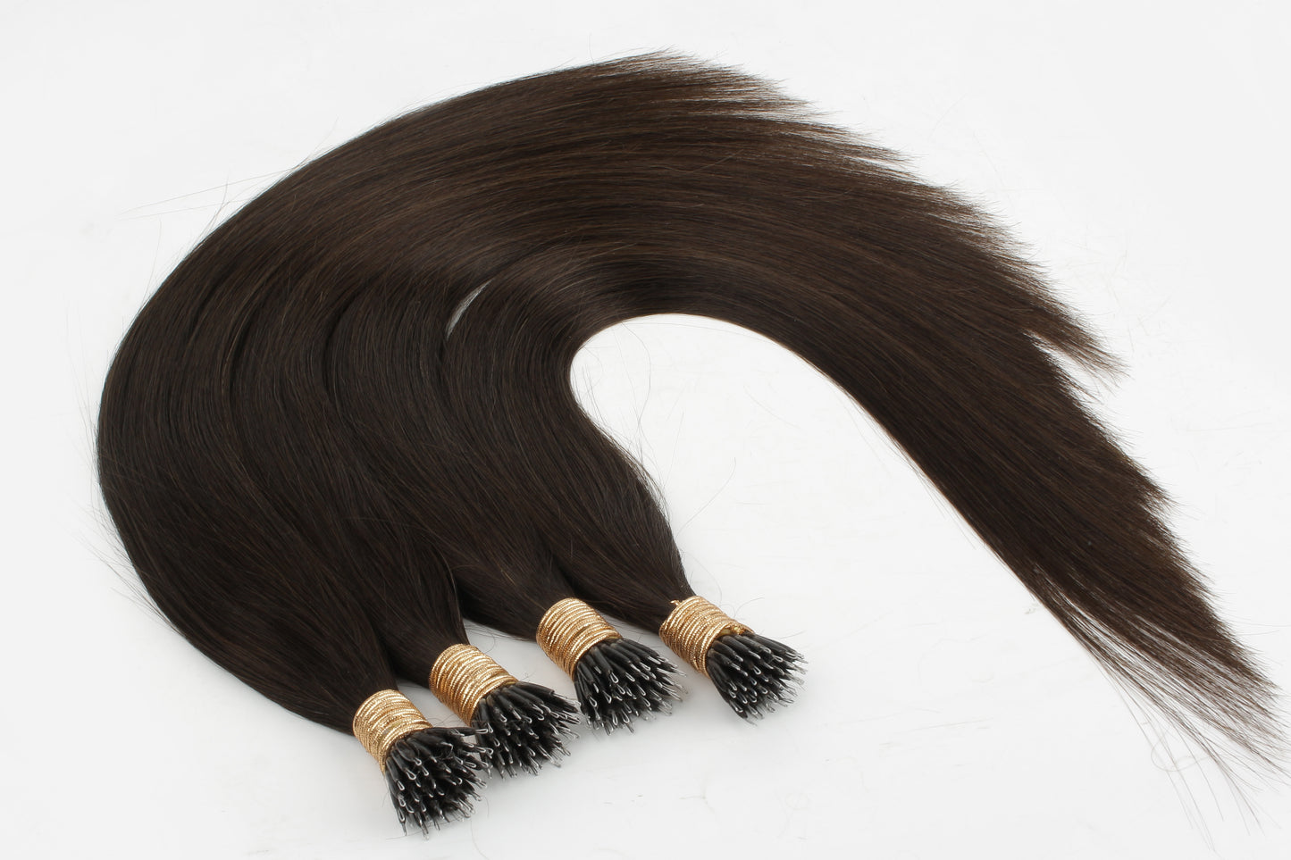 Deep Dark Brown #2 Straight Nano Beads Hair Extensions – 100% Remy Human Hair | 50g Pack (50 Strands) | Reusable | Ships from Canada