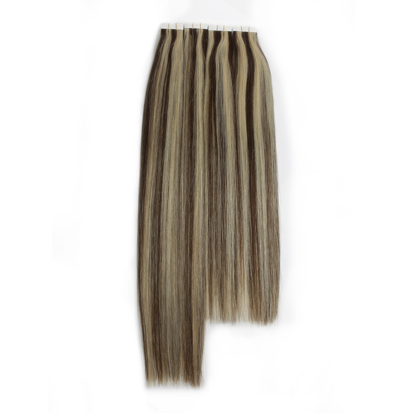 Dark Brown & Light Blonde Highlight #4/#60 Tape-In Hair Extensions – 100% Remy Human Hair | 20 Tapes (50g) | 10’’–30’’ | Reusable