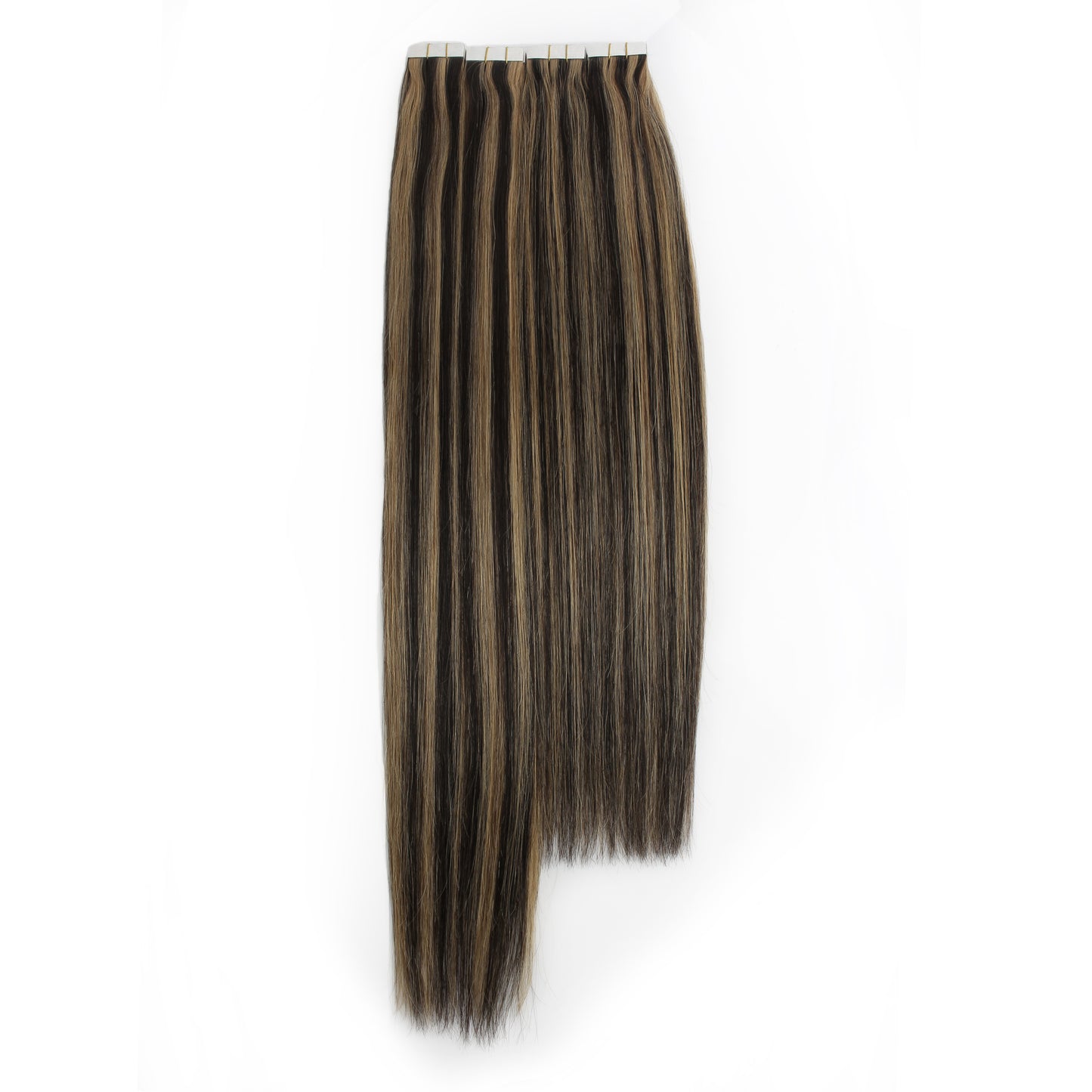 Natural Black & Honey Blonde Highlight #1B/27 Tape-In Hair Extensions – 100% Remy Human Hair | 20 Tapes (50g) | 10’’–30’’ | Reusable