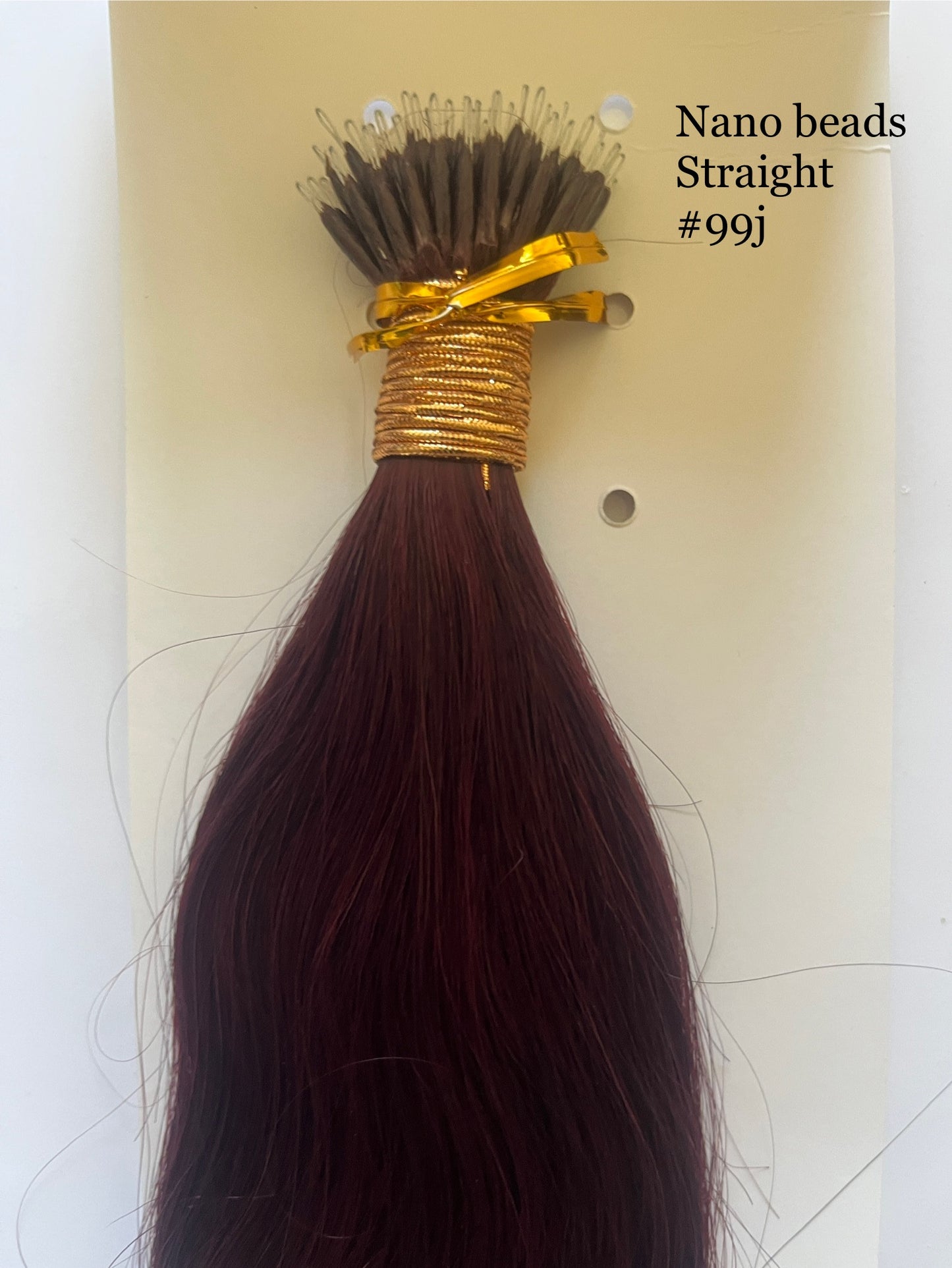 Burgundy Wine #99J Straight Nano Beads Hair Extensions – 100% Remy Human Hair | 50g Pack | 10''–30'' | Heat Safe | Ships from Canada