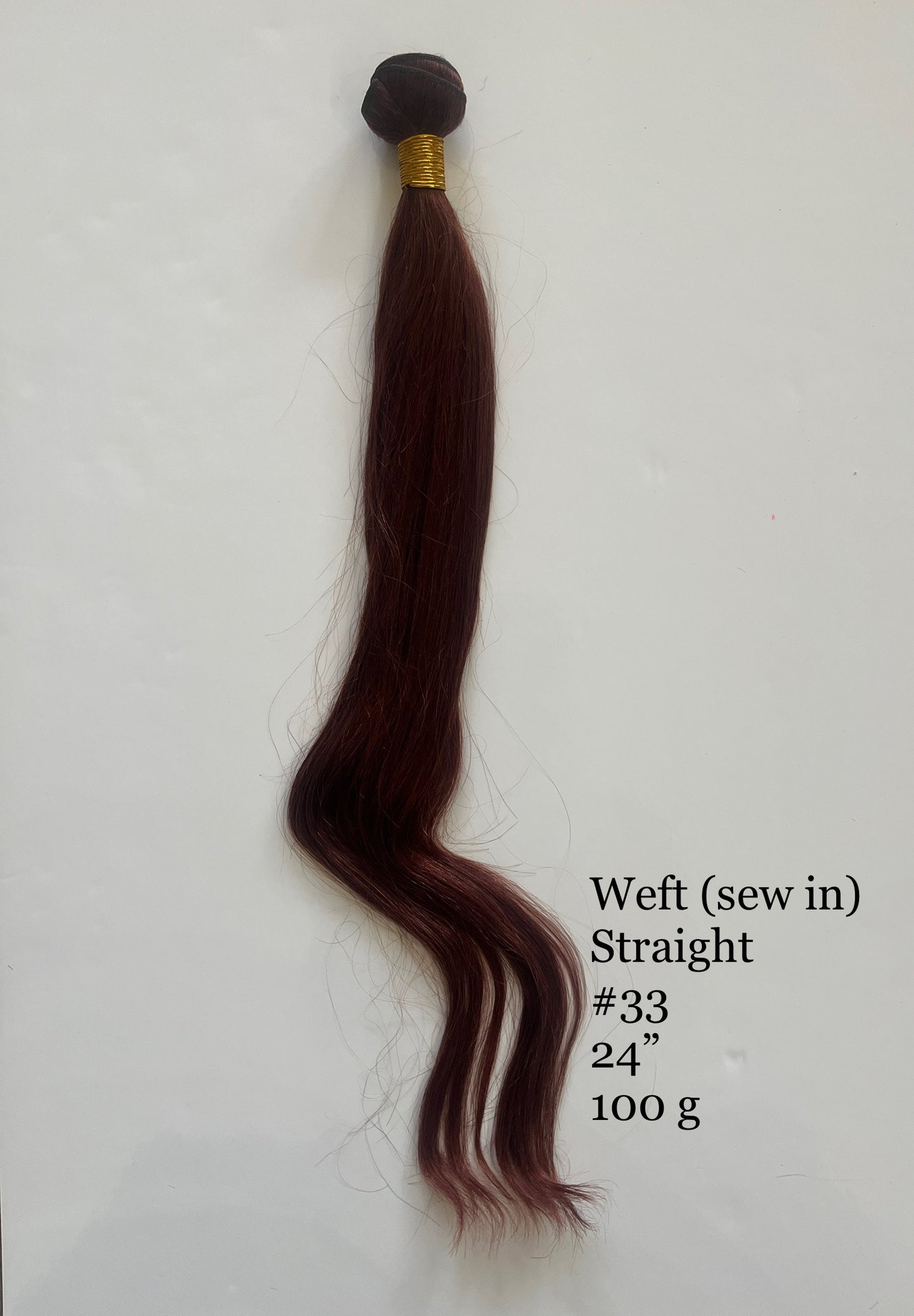 Dark Auburn #33 Straight Weft Hair Extensions – 100% Remy Human Hair | 100g Pack | 10''–30'' | Reusable | Ships from Canada