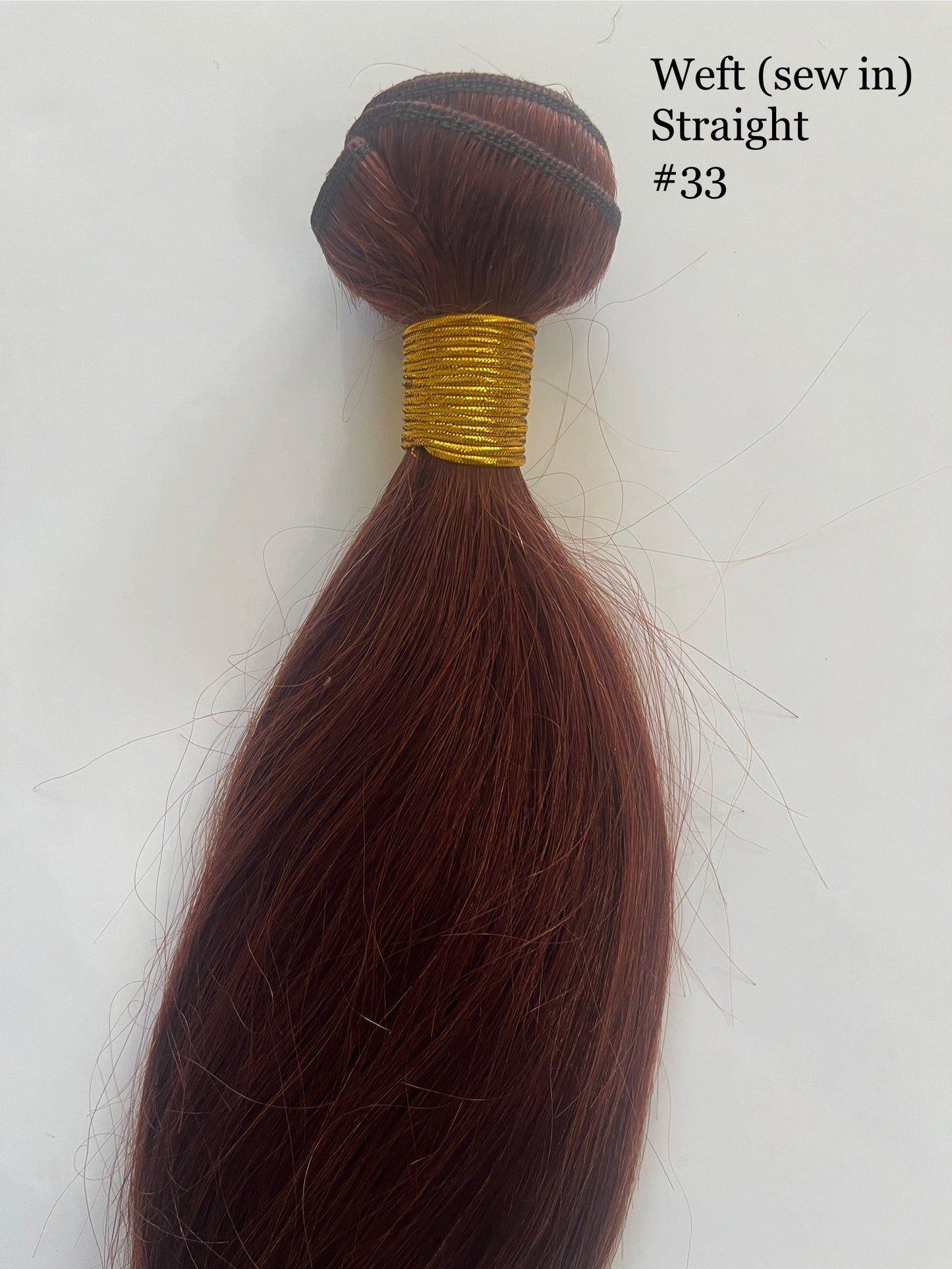 Dark Auburn #33 Straight Weft Hair Extensions – 100% Remy Human Hair | 100g Pack | 10''–30'' | Reusable | Ships from Canada