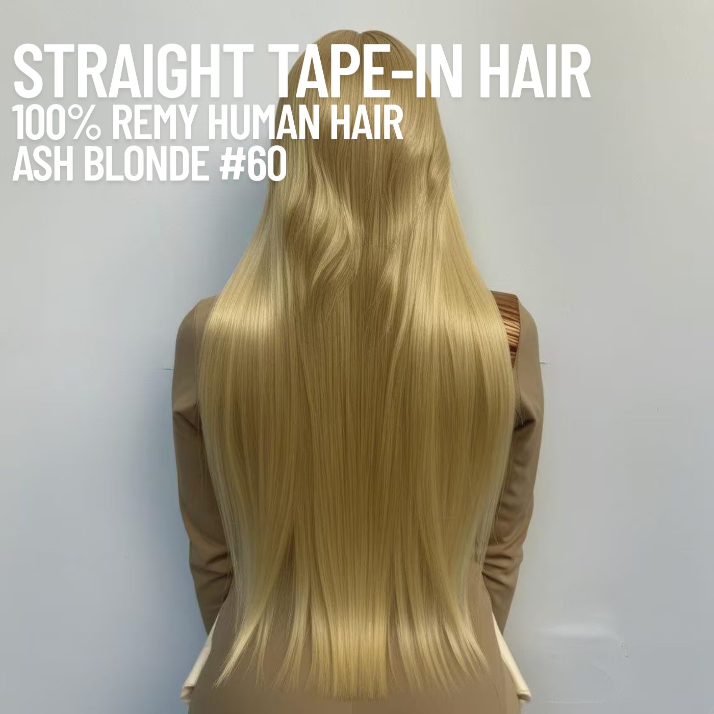 Extensions de cheveux à bandes adhésives blond cendré n° 60 – 100 % cheveux humains Remy | Paquet de 50 g | 25,4 à 76,2 cm | Réutilisables | Expédié depuis le Canada