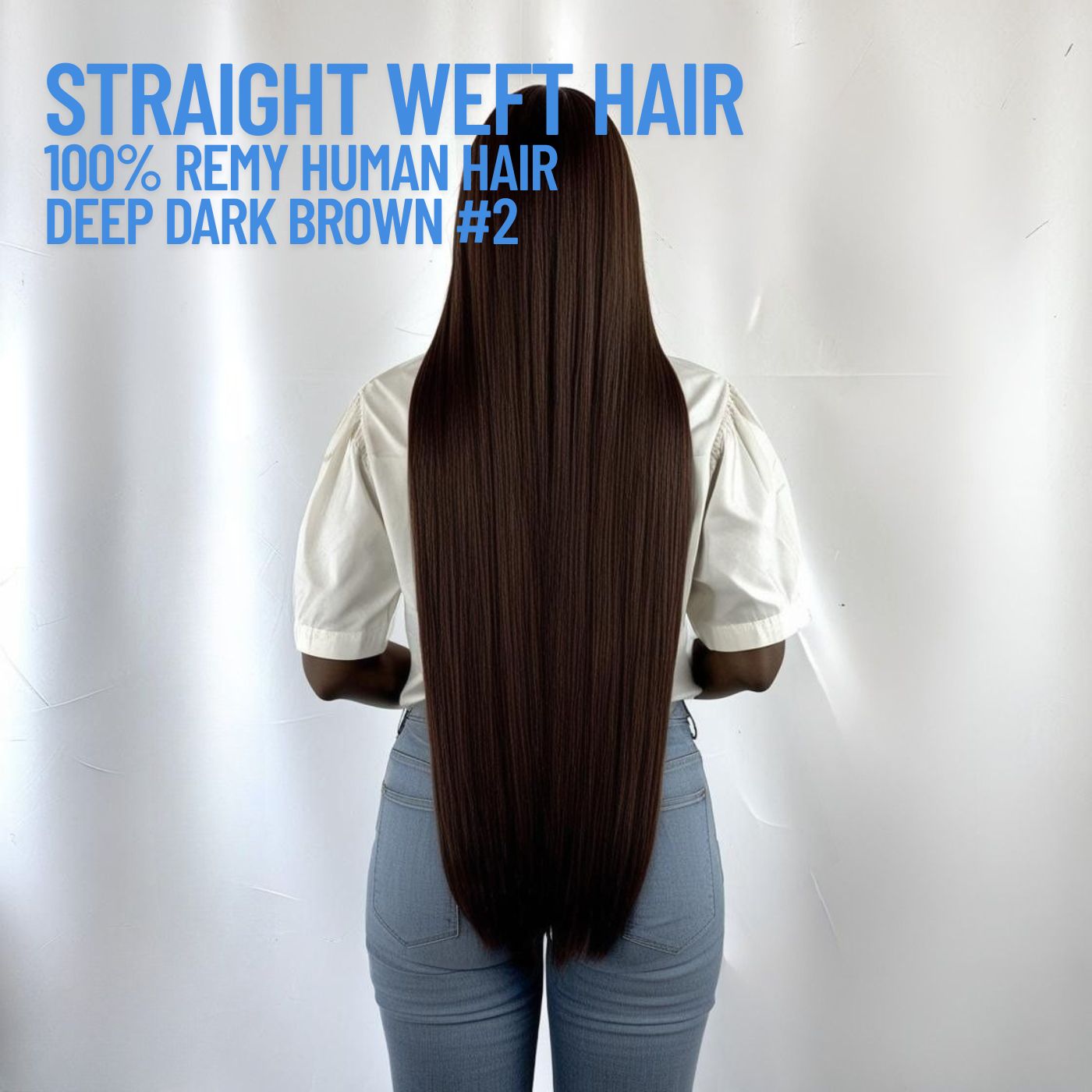 Extensions de cheveux trame brun foncé profond n° 2 – 100 % cheveux humains Remy | Paquet de 100 g | 10 à 30 pouces | Réutilisables | Expédié depuis le Canada