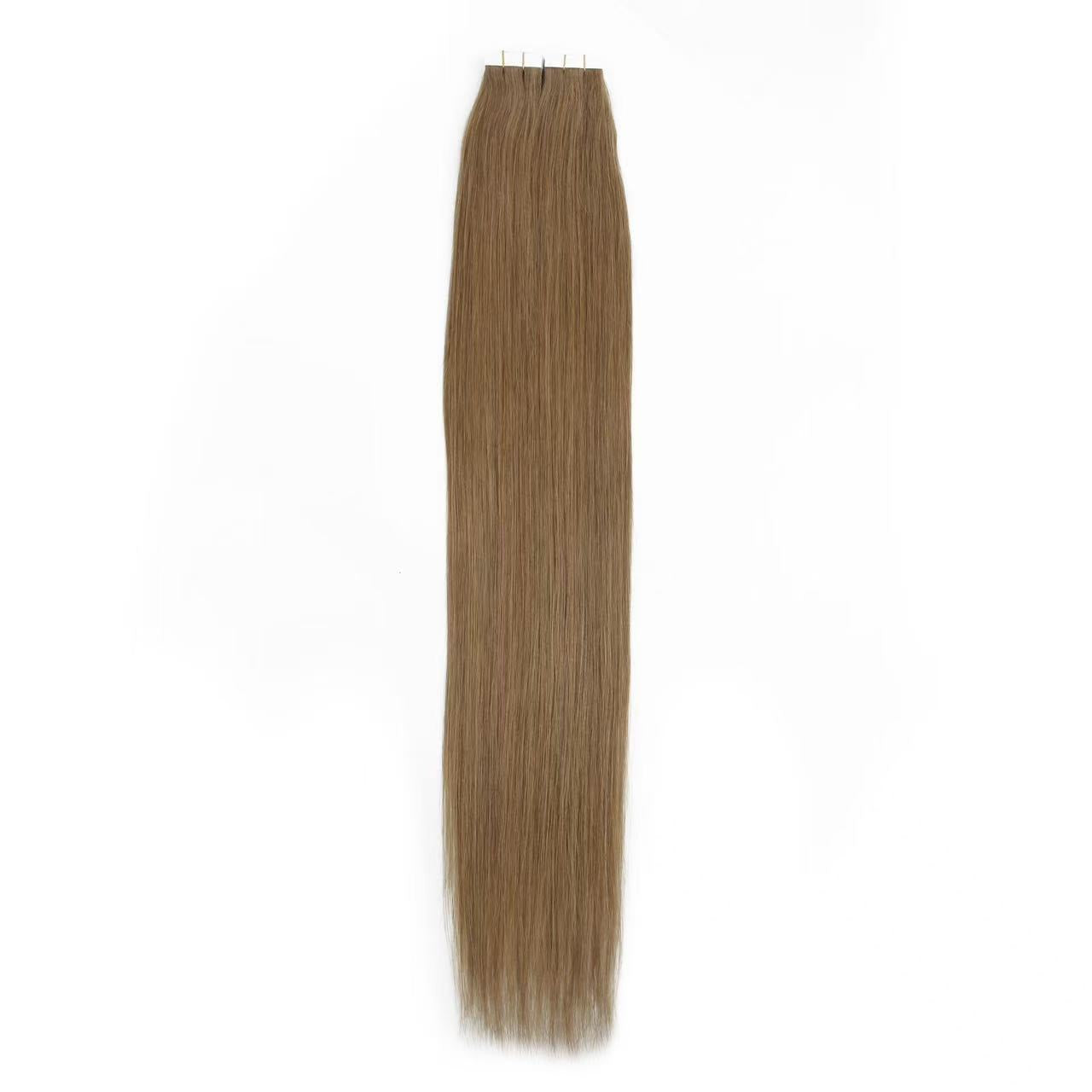 Extensions de cheveux adhésives châtain n° 6 – 100 % cheveux humains Remy | Paquet de 50 g | 25,4 à 76,2 cm | Réutilisables | Expédié depuis le Canada