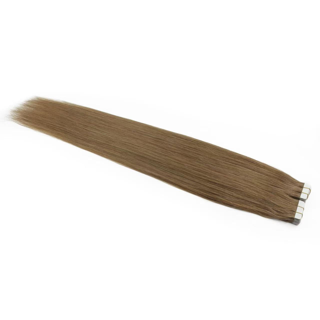 Extensions de cheveux adhésives châtain n° 6 – 100 % cheveux humains Remy | Paquet de 50 g | 25,4 à 76,2 cm | Réutilisables | Expédié depuis le Canada