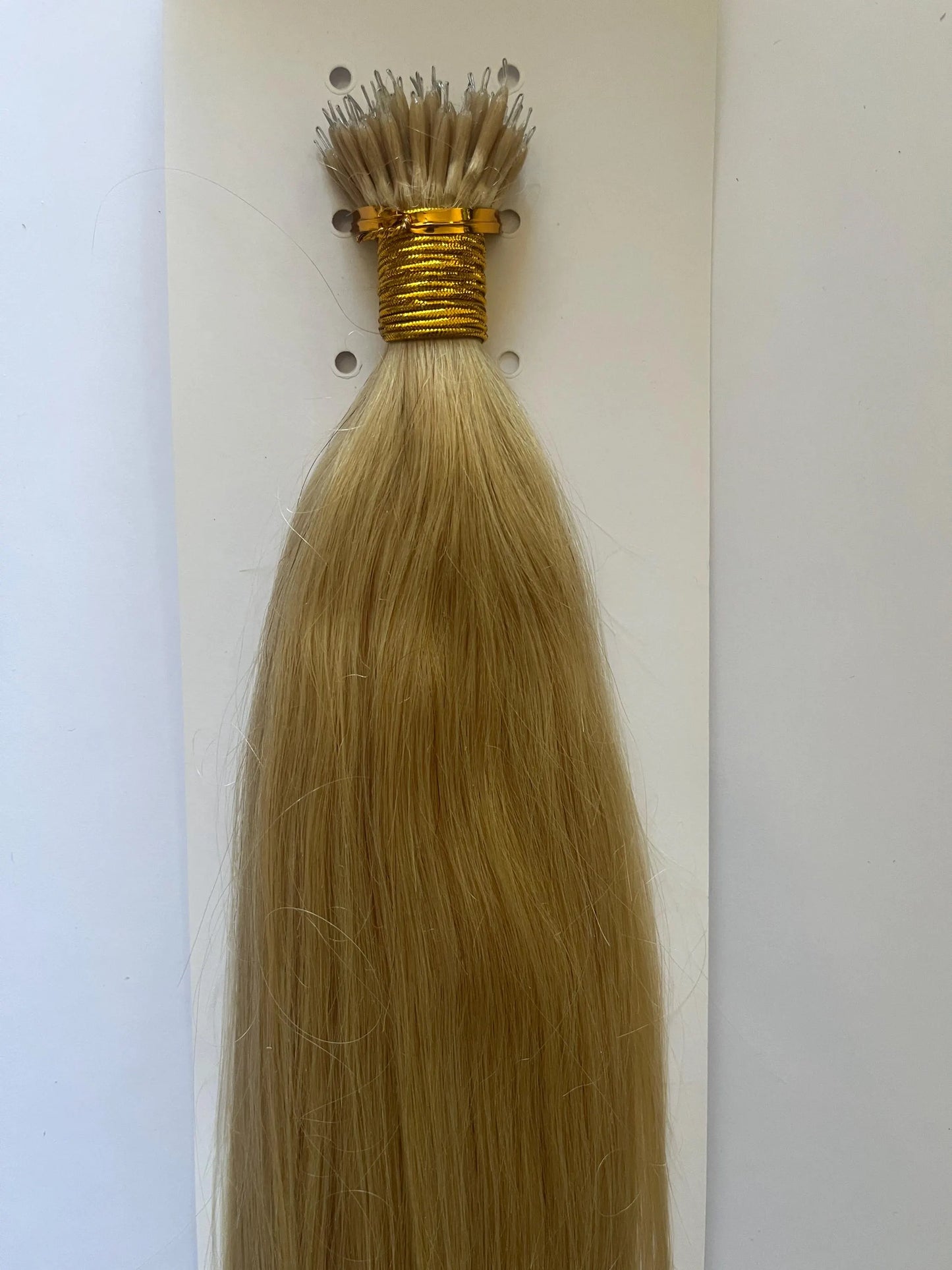 Ash Blonde #60 Straight Nano Beads Hair Extensions – 100% Remy Human Hair | 50g Pack (50 Strands) | Reusable | Ships from Canada