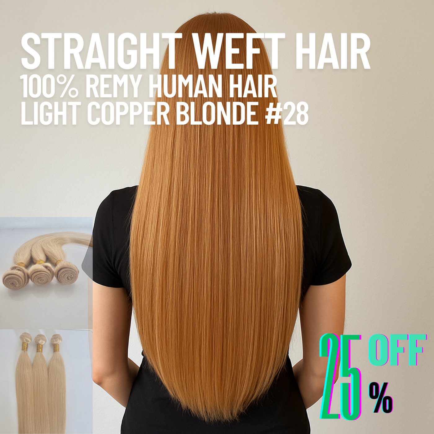 Extensions de cheveux trame blond miel n° 27 – 100 % cheveux humains Remy | Paquet de 100 g | 25,4 à 76,2 cm | Réutilisables | Expédié depuis le Canada