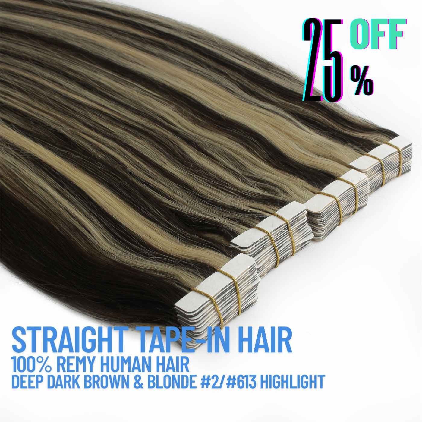 Extensions de cheveux à bandes adhésives brun foncé n° 4 – 100 % cheveux humains Remy | Paquet de 50 g | 10 à 30 po | Réutilisables | Expédié depuis le Canada