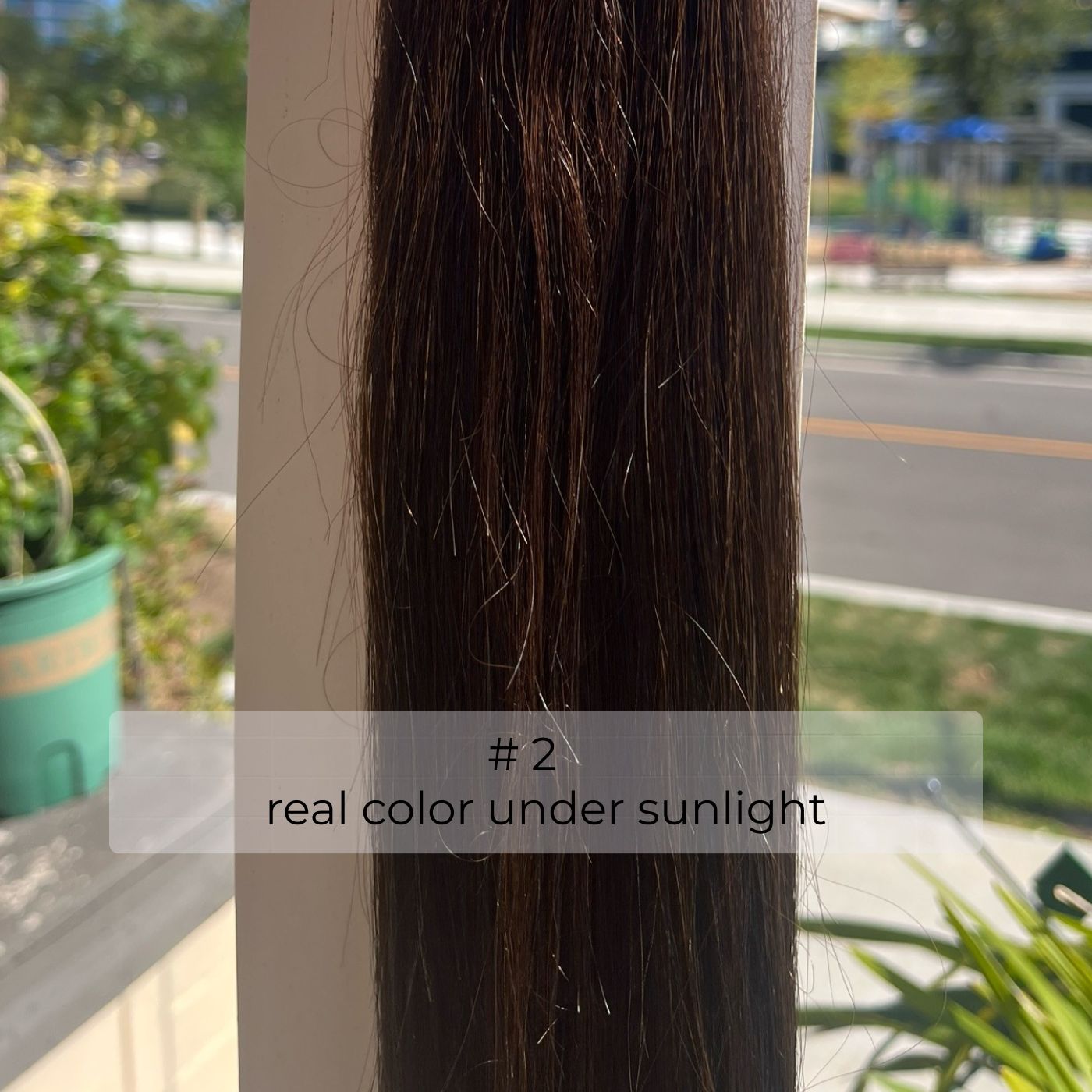 Deep Dark Brown #2 Straight Human Hair Extensions in Natural Sunlight Nano Beads