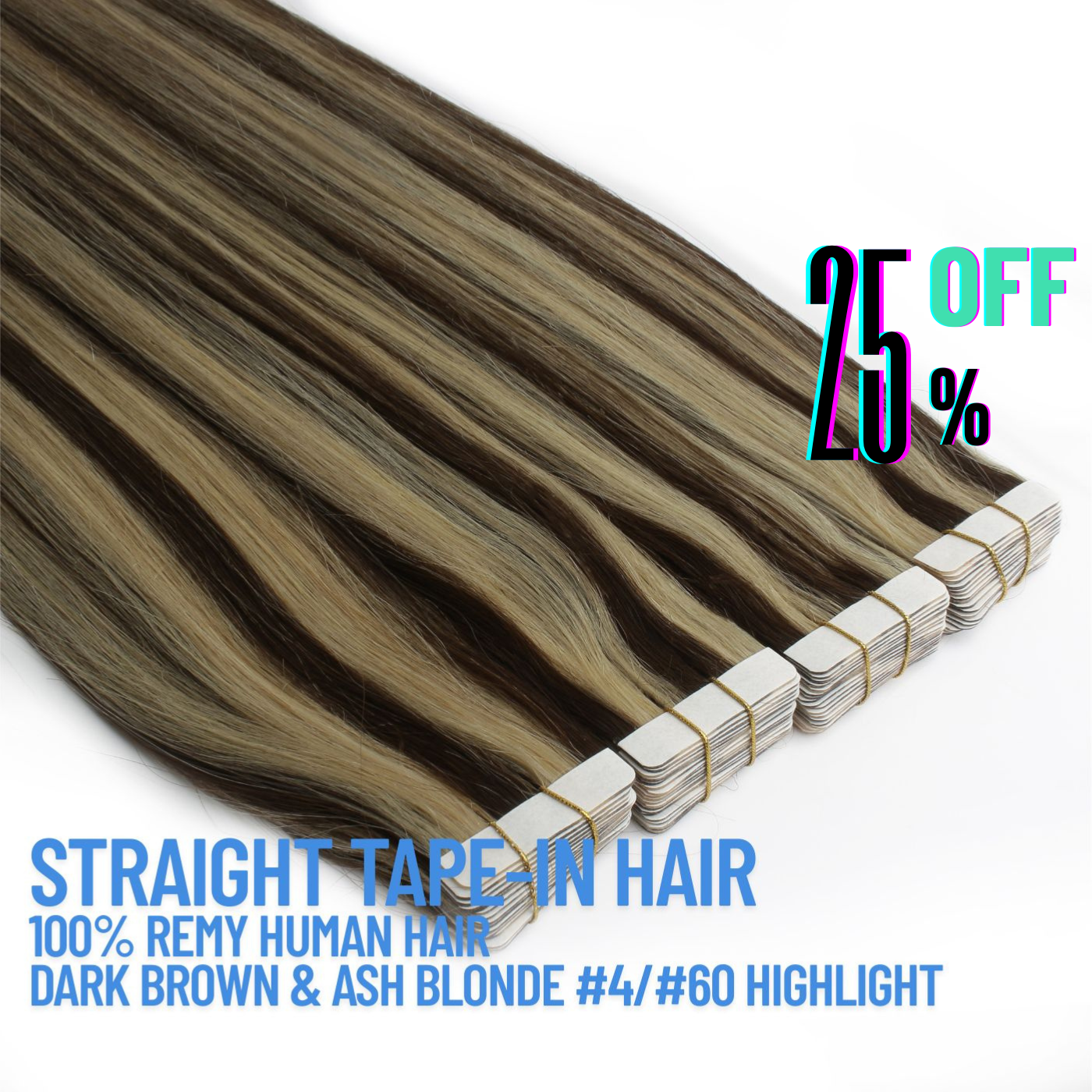 Extensions de cheveux à bandes adhésives brun foncé n° 4 – 100 % cheveux humains Remy | Paquet de 50 g | 10 à 30 po | Réutilisables | Expédié depuis le Canada