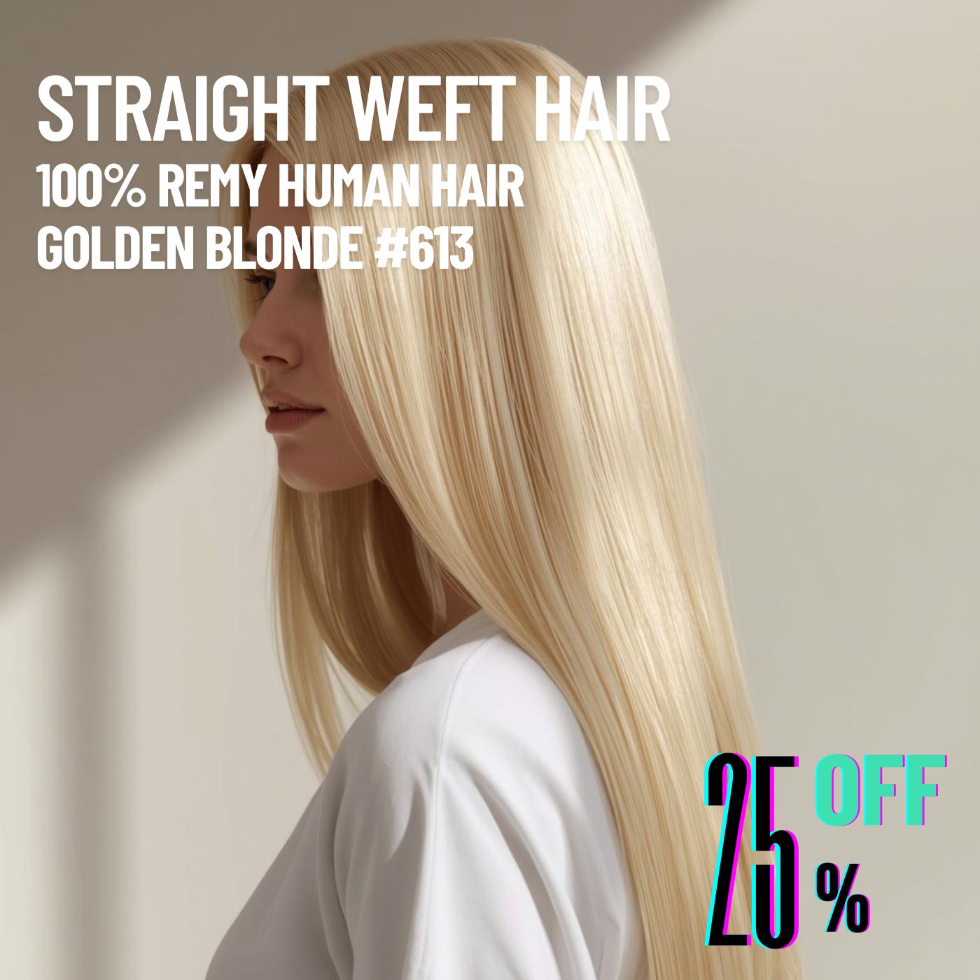 Golden Blonde #613 Straight Weft Hair Extensions – 100% Remy Human Hair | 100g Bundle | 10’’–30’’ | Sew-In & DIY | Reusable