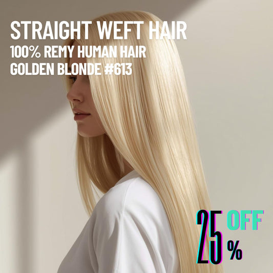 Extensions de cheveux trame blonds n° 613 – 100 % cheveux humains Remy | Paquet de 100 g | 10 à 30 pouces | Réutilisables | Expédié depuis le Canada