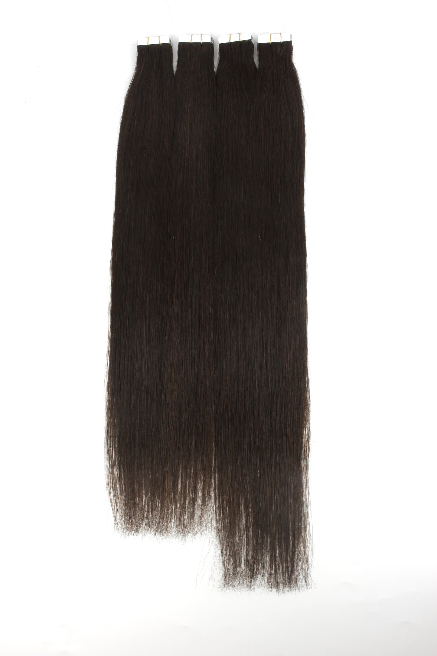 Extensions de cheveux à bandes adhésives brun foncé n° 4 – 100 % cheveux humains Remy | Paquet de 50 g | 10 à 30 po | Réutilisables | Expédié depuis le Canada