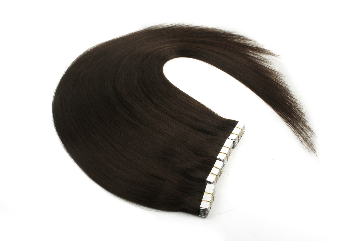 Extensions de cheveux à bandes adhésives brun foncé n° 4 – 100 % cheveux humains Remy | Paquet de 50 g | 10 à 30 po | Réutilisables | Expédié depuis le Canada