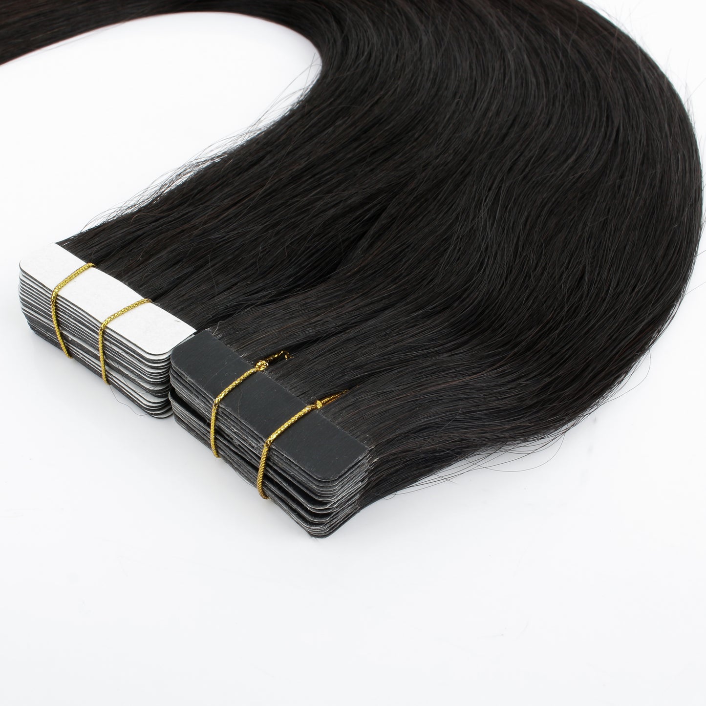Natural Black #1B Tape-In Hair Extensions – 100% Remy Human Hair | 50g Pack | 10''–30'' | Reusable | Ships from Canada