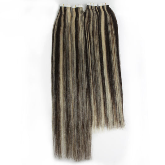Extensions de cheveux à bandes adhésives brun foncé n° 4 – 100 % cheveux humains Remy | Paquet de 50 g | 10 à 30 po | Réutilisables | Expédié depuis le Canada