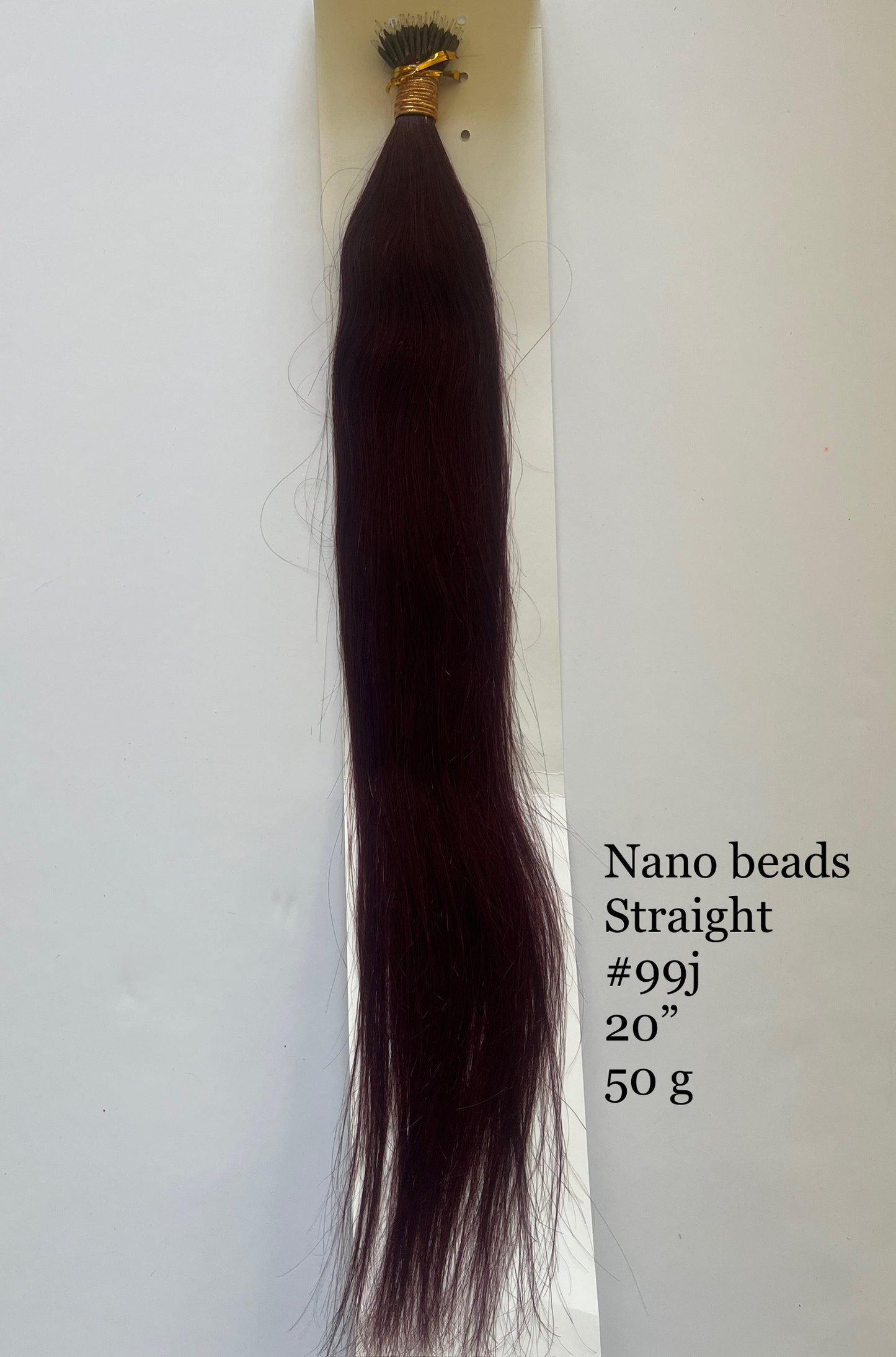 Burgundy Wine #99J Straight Nano Beads Hair Extensions – 100% Remy Human Hair | 50g Pack | 10''–30'' | Heat Safe | Ships from Canada