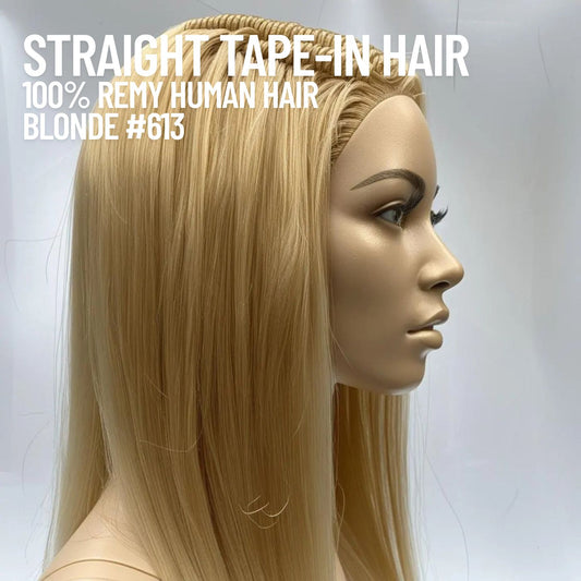 Extensions de cheveux à bandes adhésives blondes n° 613 – 100 % cheveux humains Remy | Paquet de 50 g | 25,4 à 76,2 cm | Réutilisables | Expédié depuis le Canada