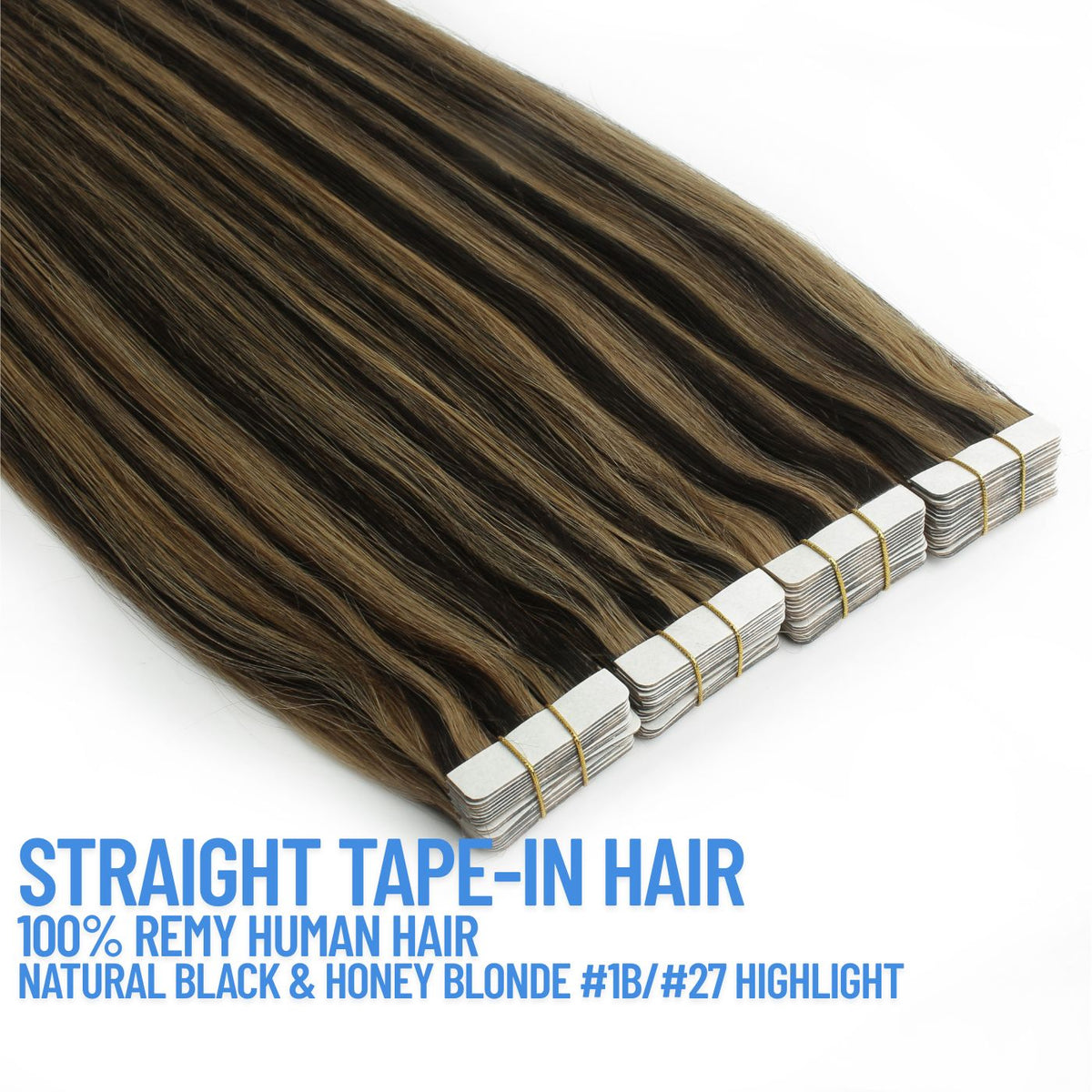 Natural Black & Honey Blonde Highlight #1B/27 tape in hair extensions