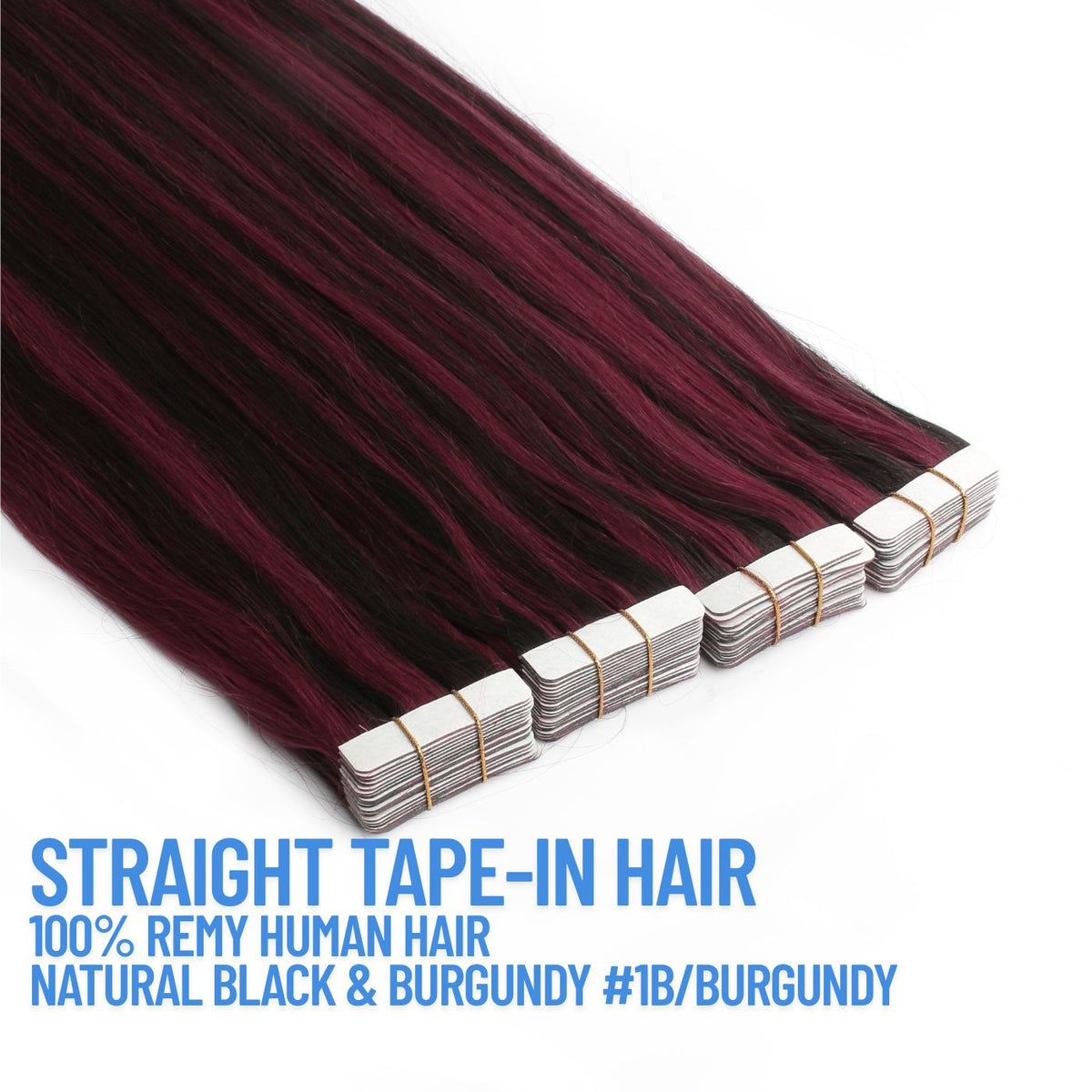 Natural Black & Burgundy Highlight #1B/Burgundy tape in hair extensions