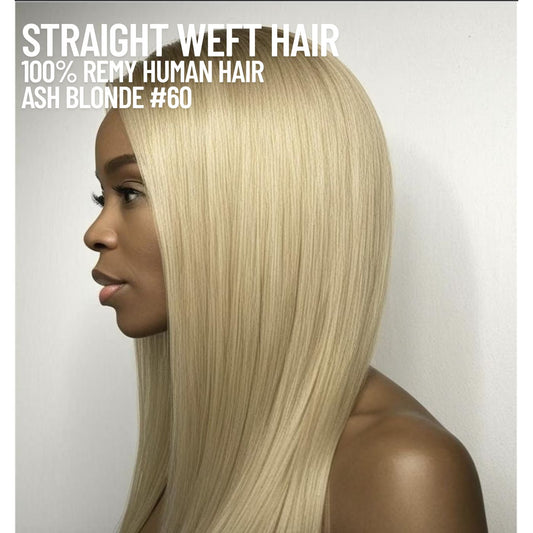 Extensions de cheveux trame blond cendré n° 60 – 100 % cheveux humains Remy | Paquet de 100 g | 25,4 à 76,2 cm | Réutilisables | Expédié depuis le Canada