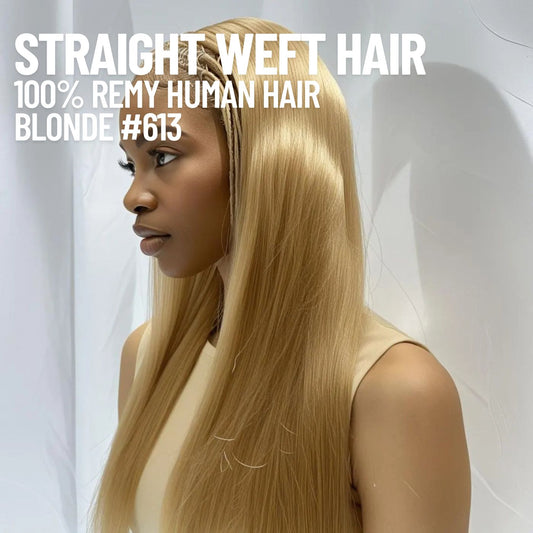 Extensions de cheveux trame blonds n° 613 – 100 % cheveux humains Remy | Paquet de 100 g | 10 à 30 pouces | Réutilisables | Expédié depuis le Canada