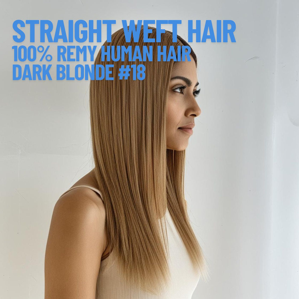 Dark Blonde #18 tape in hair extensions worn – full head natural look