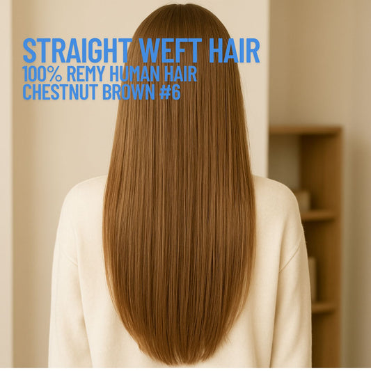 chestnut brown 6 straight weft hair extensions remy human hair CND Dream House
