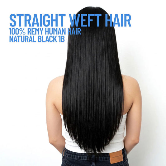 Extensions de cheveux trames noires naturelles n° 1B – 100 % cheveux humains Remy | Paquet de 100 g | 10 à 30 pouces | Réutilisables | Expédié depuis le Canada