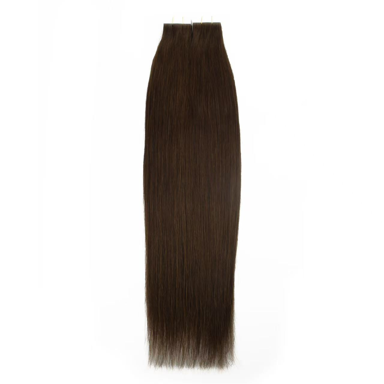 Extensions de cheveux à bandes adhésives brun foncé n° 4 – 100 % cheveux humains Remy | Paquet de 50 g | 10 à 30 po | Réutilisables | Expédié depuis le Canada