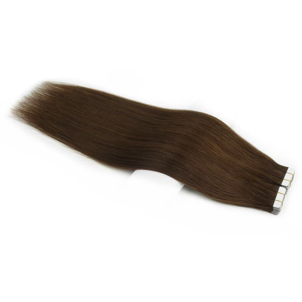 Extensions de cheveux à bandes adhésives brun foncé n° 4 – 100 % cheveux humains Remy | Paquet de 50 g | 10 à 30 po | Réutilisables | Expédié depuis le Canada