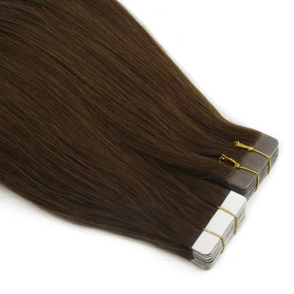 Extensions de cheveux à bandes adhésives brun foncé n° 4 – 100 % cheveux humains Remy | Paquet de 50 g | 10 à 30 po | Réutilisables | Expédié depuis le Canada