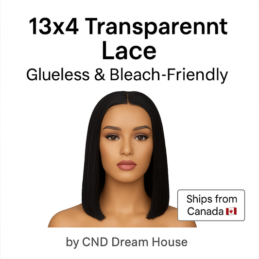 13x4 Transparent Lace Wig – Natural Black Straight | 180% Density Human Hair | Glueless & Bleach-Friendly | Canada Ship