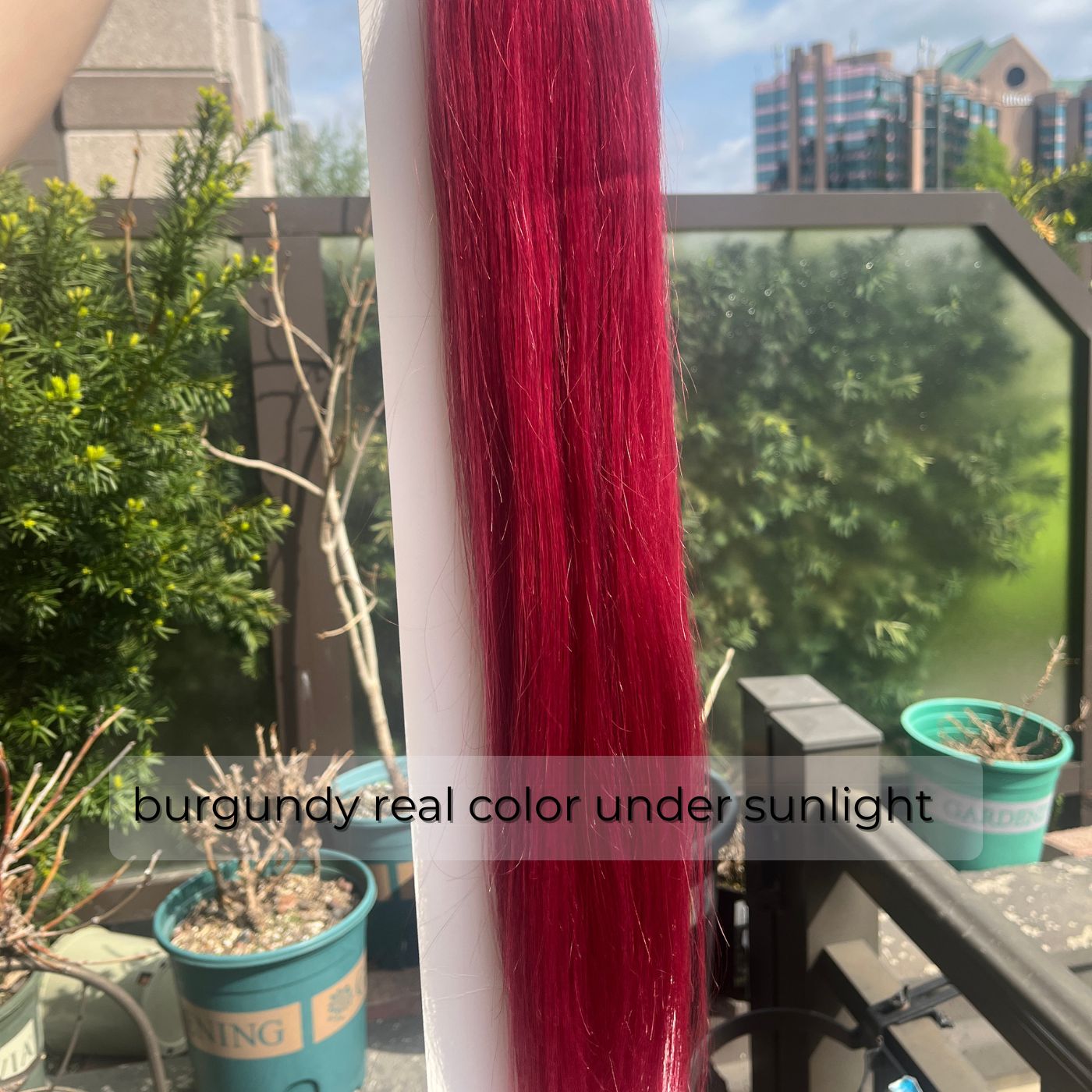 Burgundy Straight Nano Beads Hair Extensions – 100% Remy Human Hair | 50g Pack (50 Strands) | Reusable | Nano-Tip