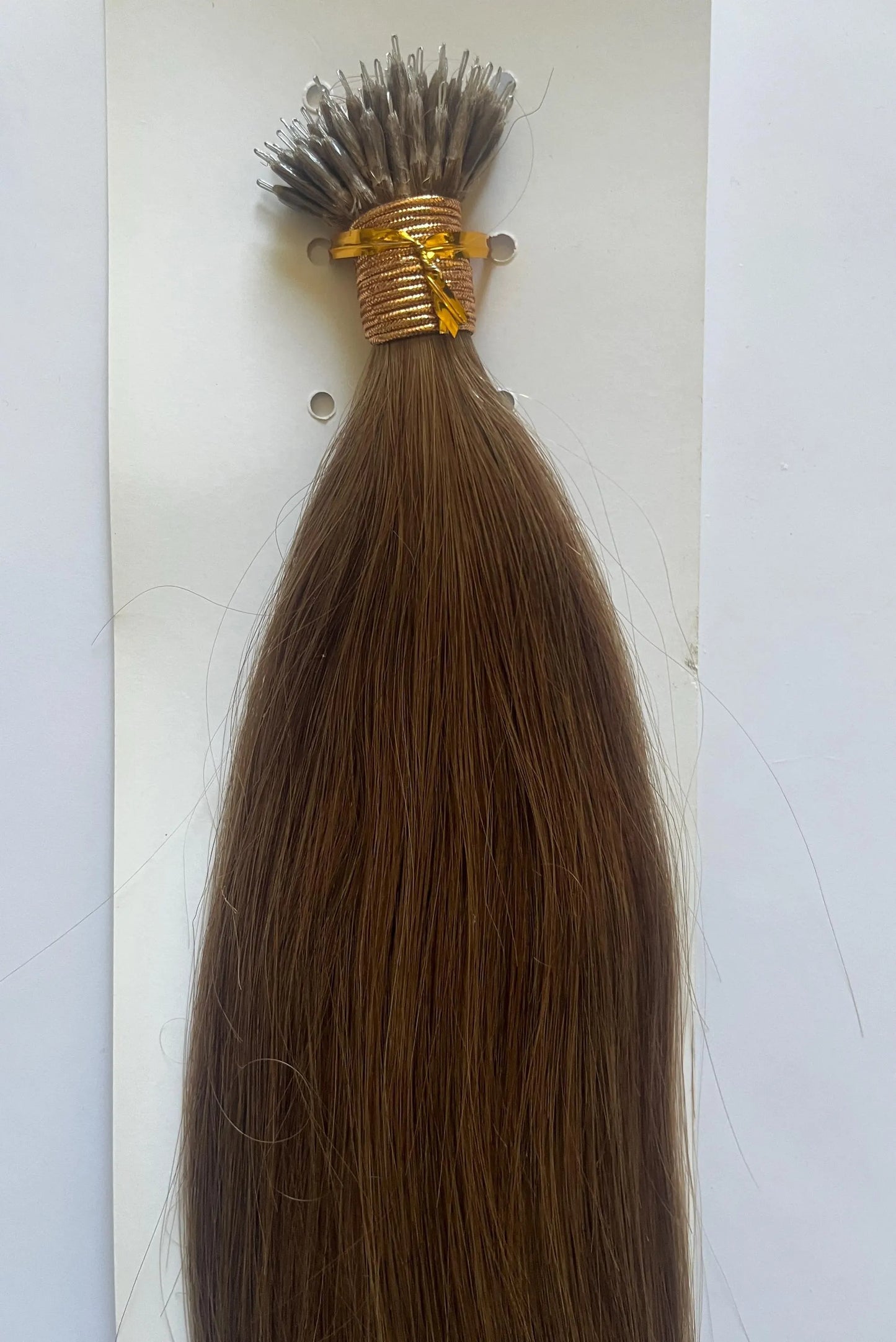 Dark Blonde #18 Straight Nano Beads Hair Extensions – 100% Remy Human Hair | 50g Pack (50 Strands) | Reusable | Ships from Canada