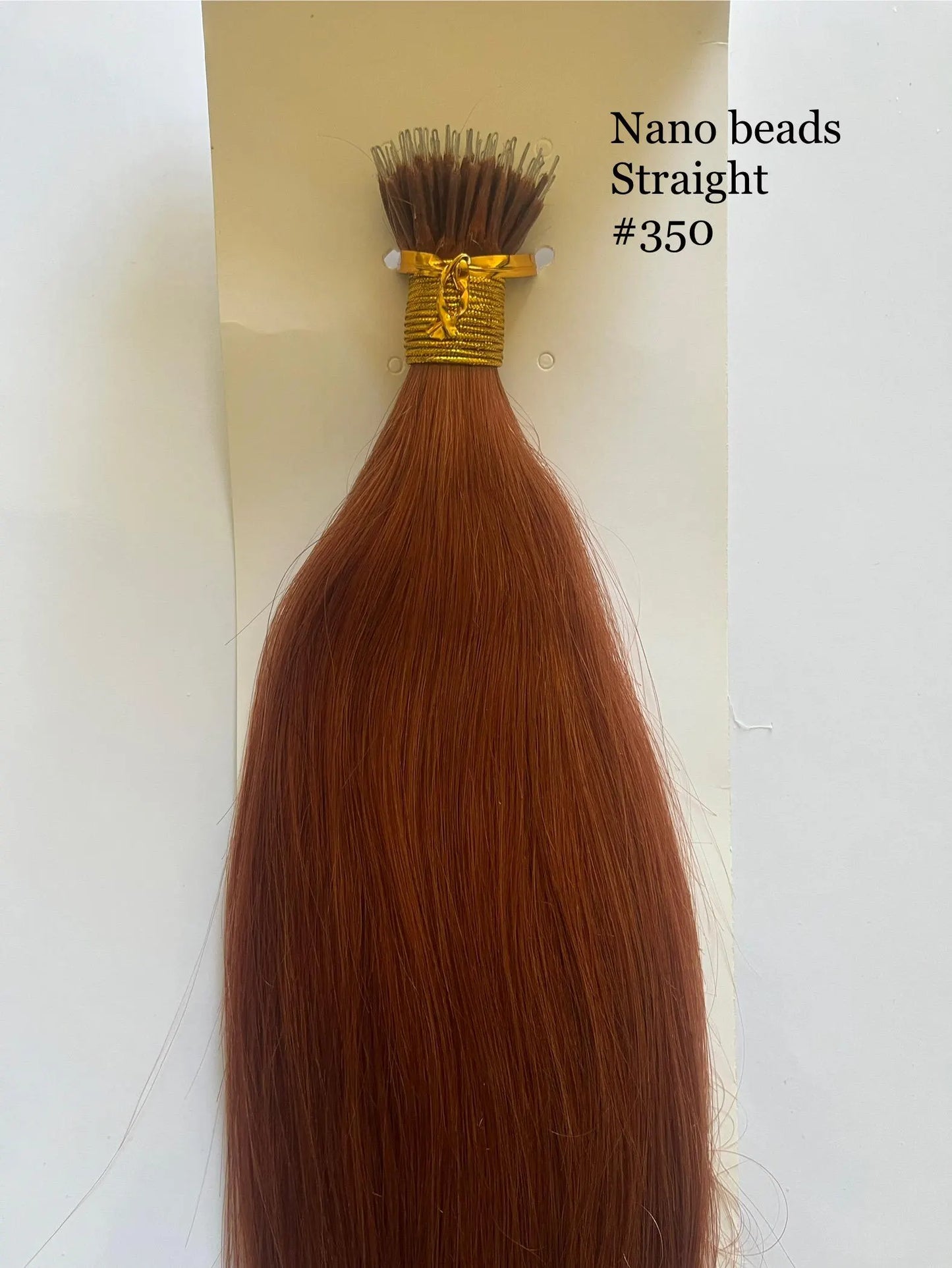 Copper Red #350 Straight Nano Beads Hair Extensions – 100% Remy Human Hair | 50g Pack (50 Strands) | Reusable | Ships from Canada