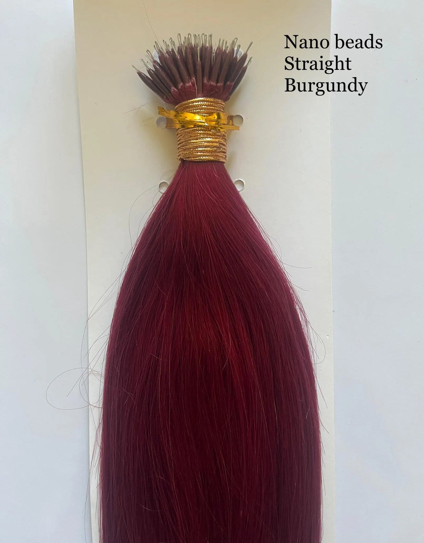 Extensions de cheveux en nano-perles bordeaux – 100 % cheveux humains Remy | Paquet de 50 g (50 mèches) | Réutilisables | Expédié depuis le Canada