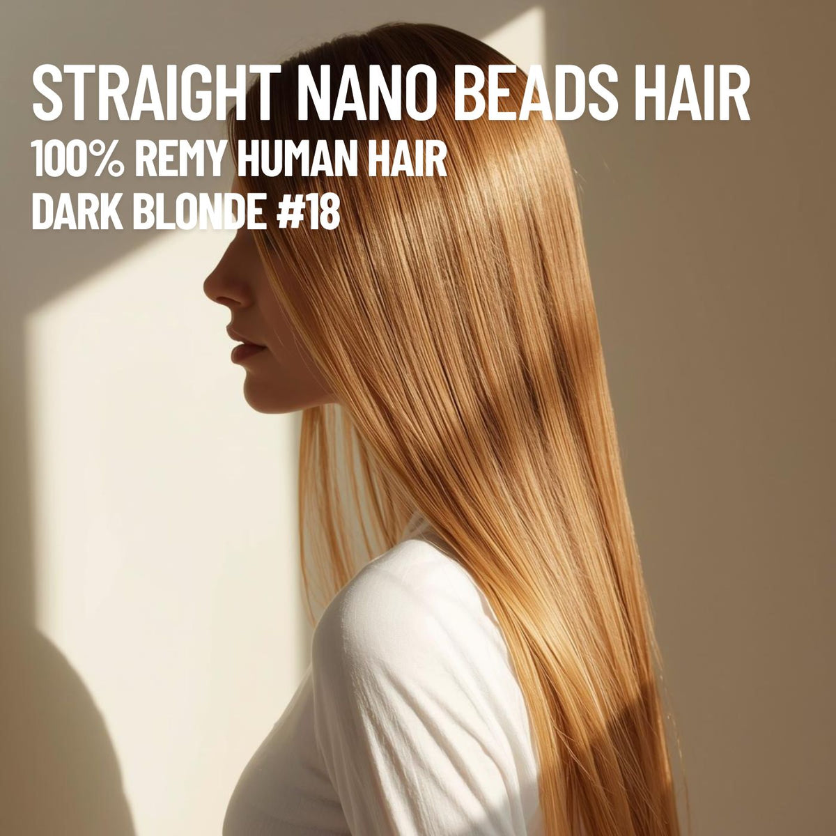 Dark Blonde #18 nano beads hair extensions – 100% Remy human hair