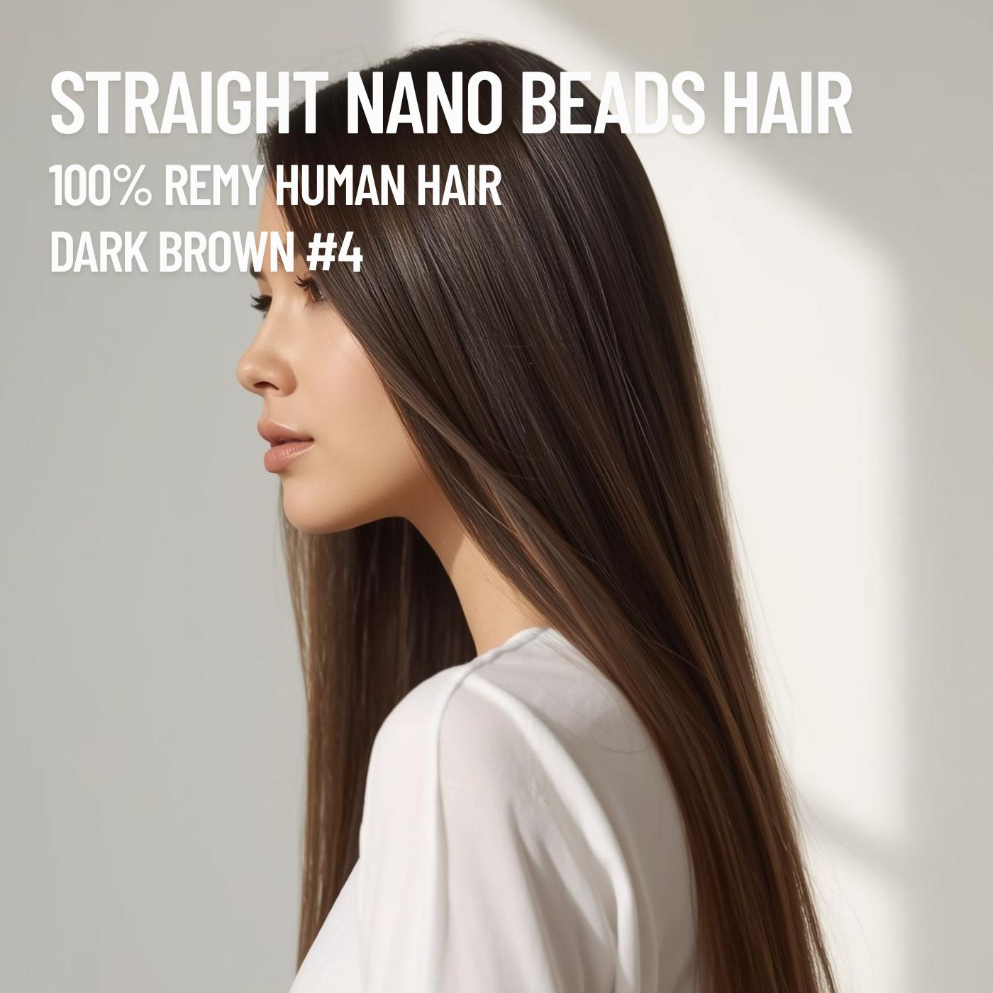 dark brown 4 straight nano beads hair extensions 50g 50 strands