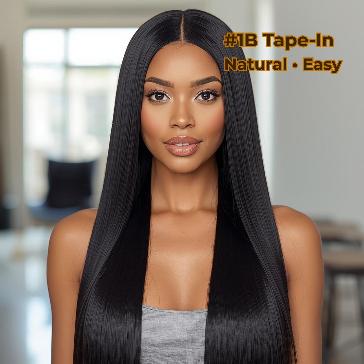 Extensions de cheveux à bandes adhésives noires naturelles n° 1B – 100 % cheveux humains Remy | Paquet de 50 g | 25,4 à 76,2 cm | Réutilisables | Expédié depuis le Canada