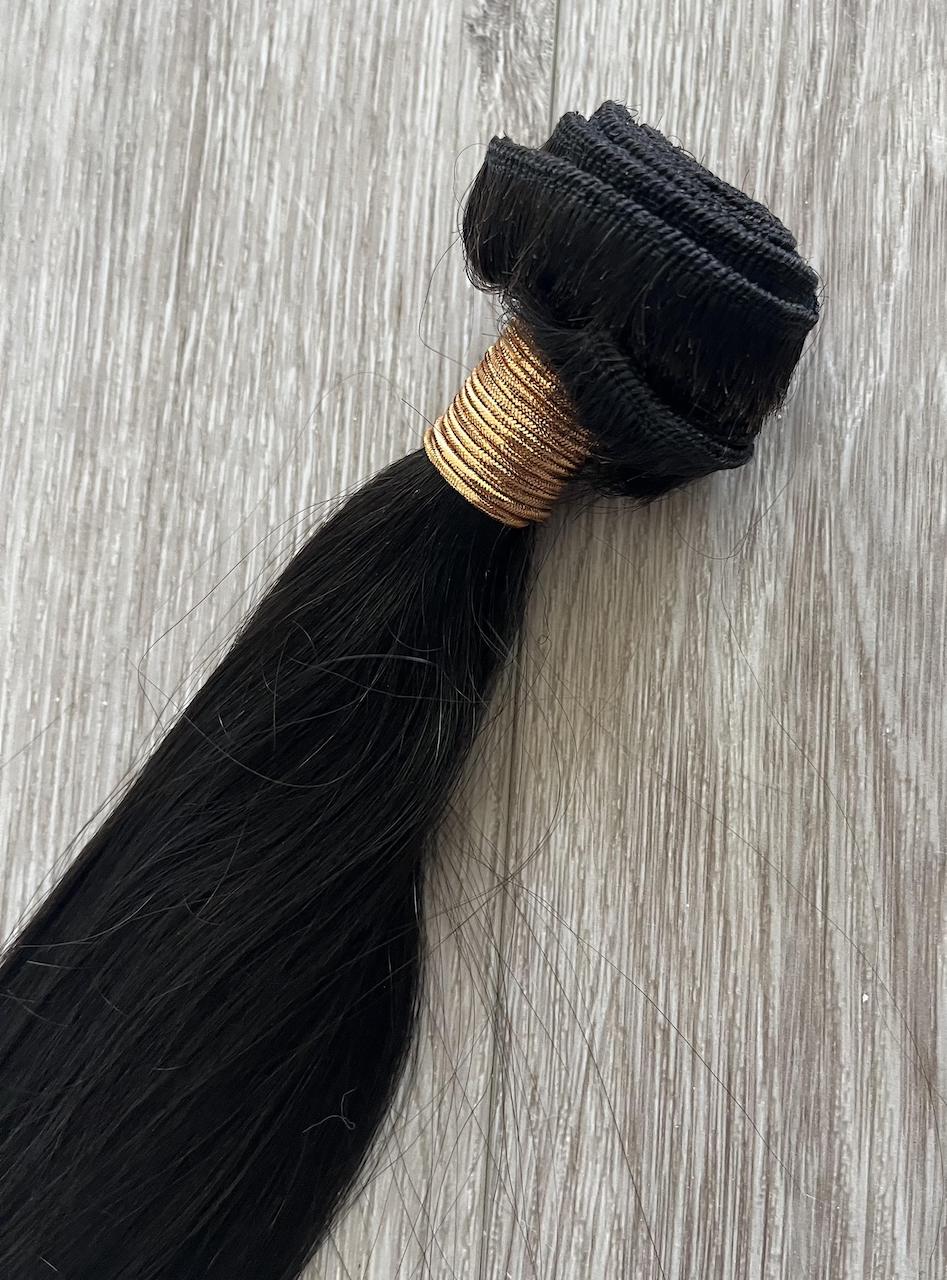 Natural Black #1B Straight Weft Hair Extensions – 100% Remy Human Hair | 100g Pack | 10''–30'' | Reusable | Ships from Canada