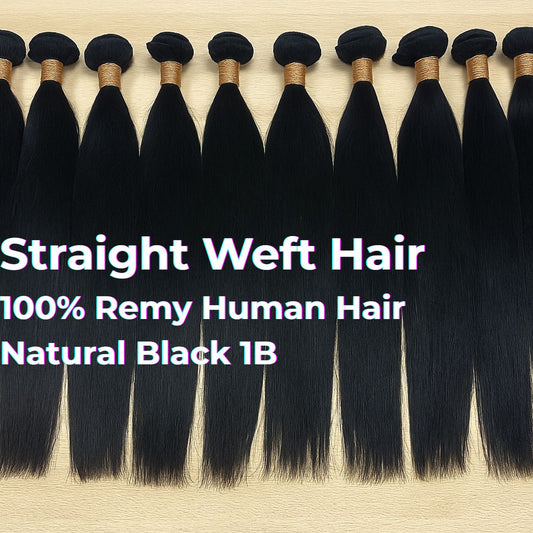 Natural Black #1B Straight Weft Hair Extensions – 100% Remy Human Hair | 100g Bundle | 10’’–30’’ | Sew-In & DIY | Reusable