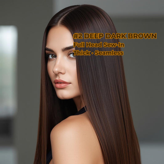 Deep Dark Brown #2 Straight Weft Hair Extensions – 100% Remy Human Hair | 100g Bundle | 10’’–30’’ | Sew-In & DIY | Reusable