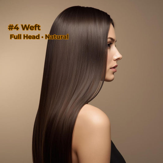 Extensions de cheveux trame brun foncé n° 4 – 100 % cheveux humains Remy | Paquet de 100 g | 10 à 30 pouces | Réutilisables | Expédié depuis le Canada